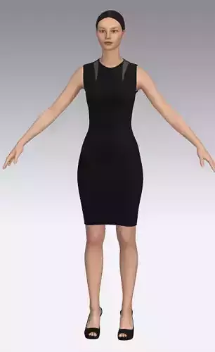 dress black shoulder detail  Low-poly 3D model