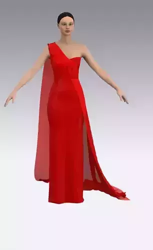 dress red one shoulder draped look