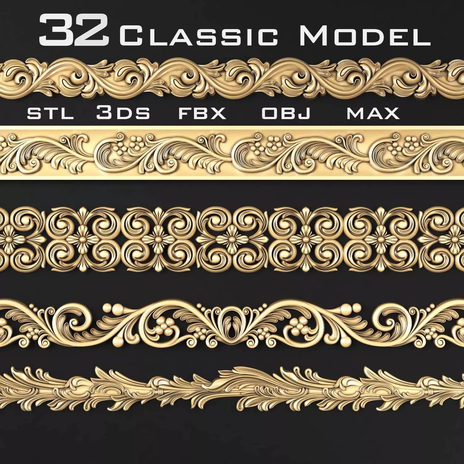 Classical Decorative Molding Pack 3D model