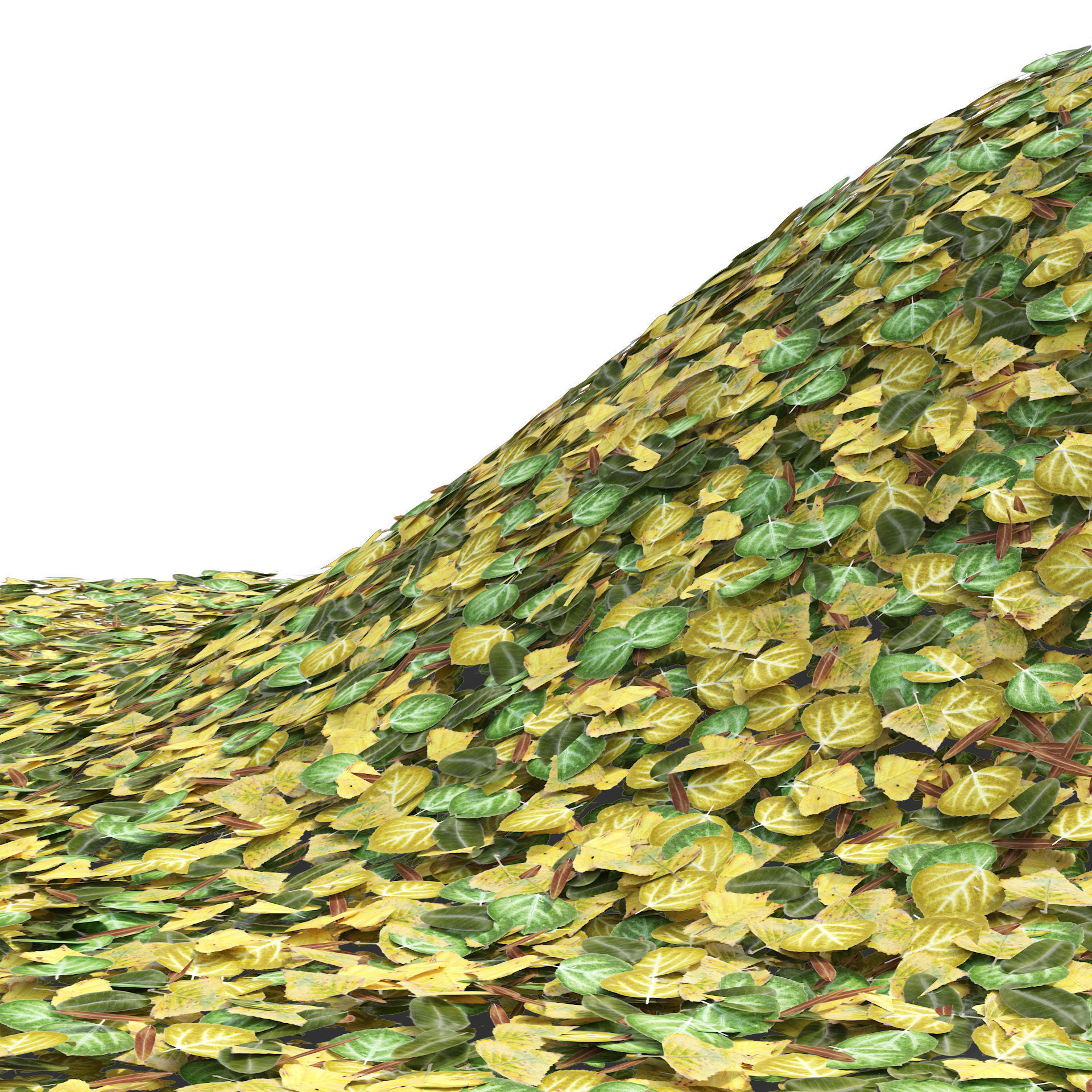 Yellow and Green Leafpile Low-poly 3D model_3
