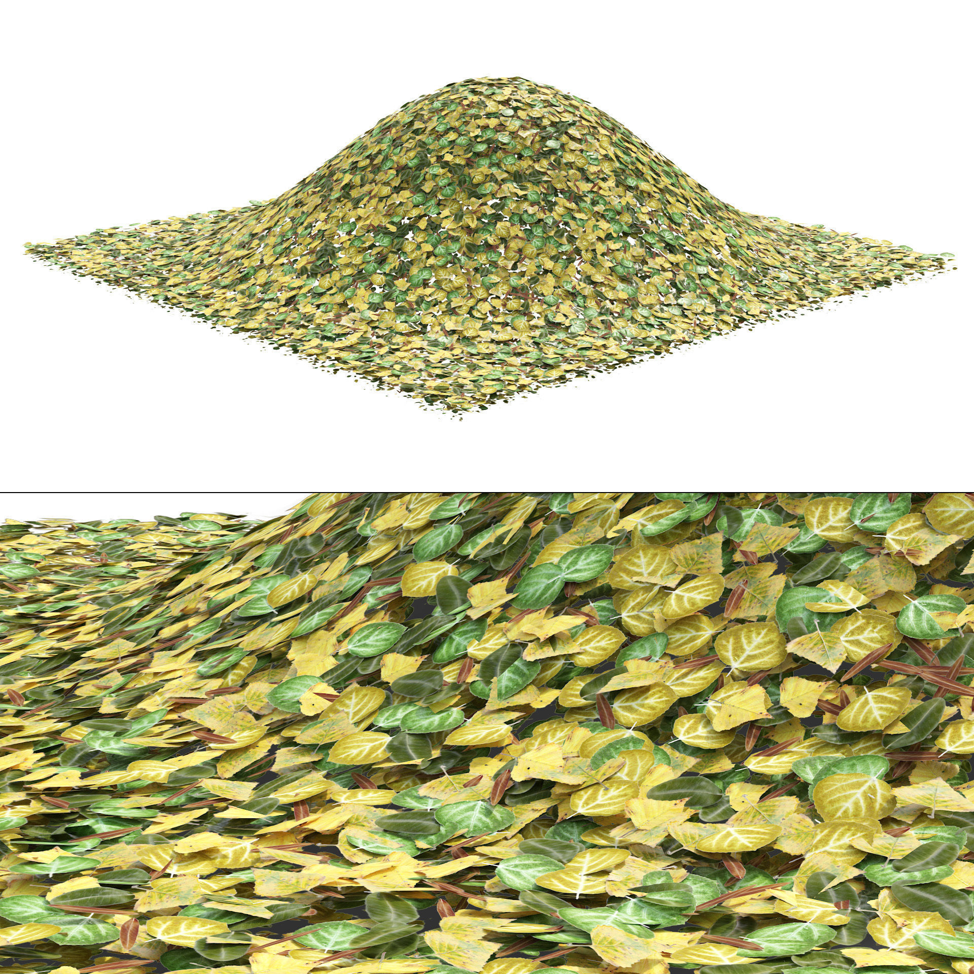 Yellow and Green Leafpile Low-poly 3D model_6