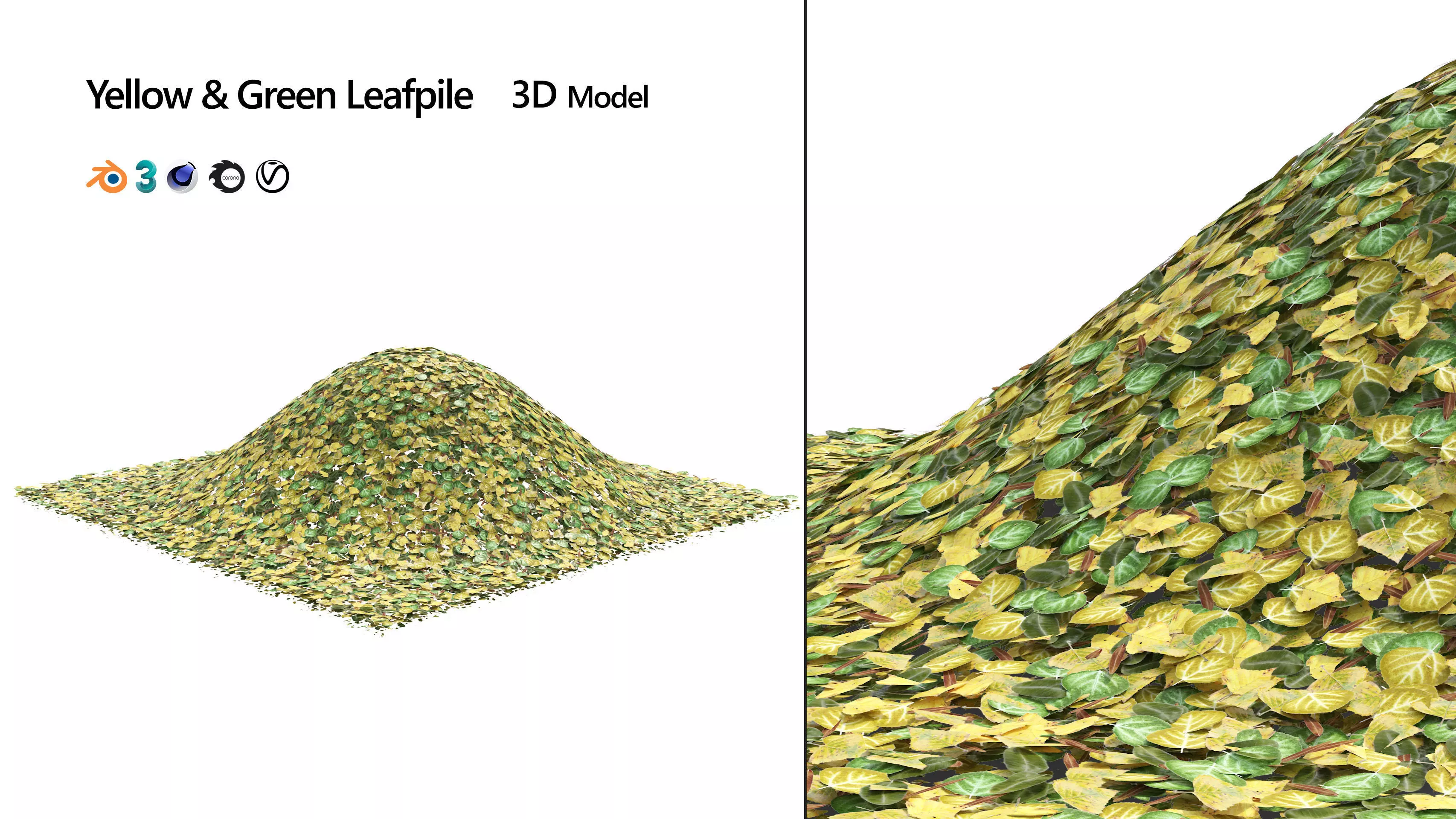 Yellow and Green Leafpile Low-poly 3D model_0