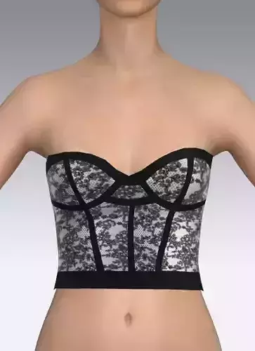  corset silk satin duchess cotton heavy twill fabric lace detail Low-poly 3D model