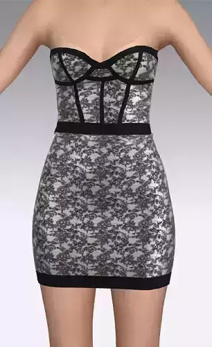 dress corset silk duchess satin twill Low-poly 3D model