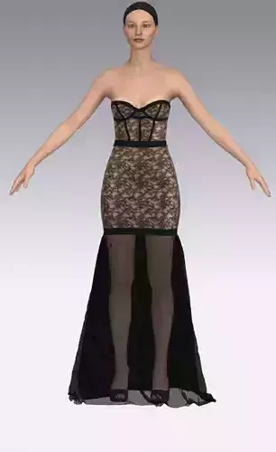 dress corset blouse fabric type duchess  Low-poly 3D model