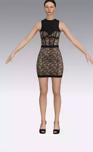 dress corset blouse fabric type duchess  Low-poly 3D model