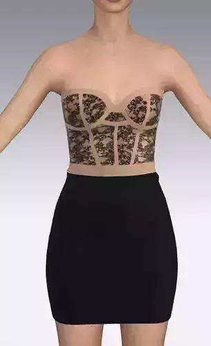 dress corset blouse fabric  Low-poly 3D model