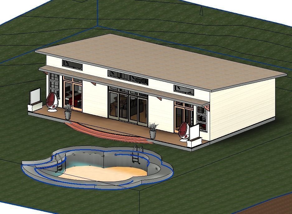 Simple Wood 3d and 2d House plan  Low-poly 3D model_10