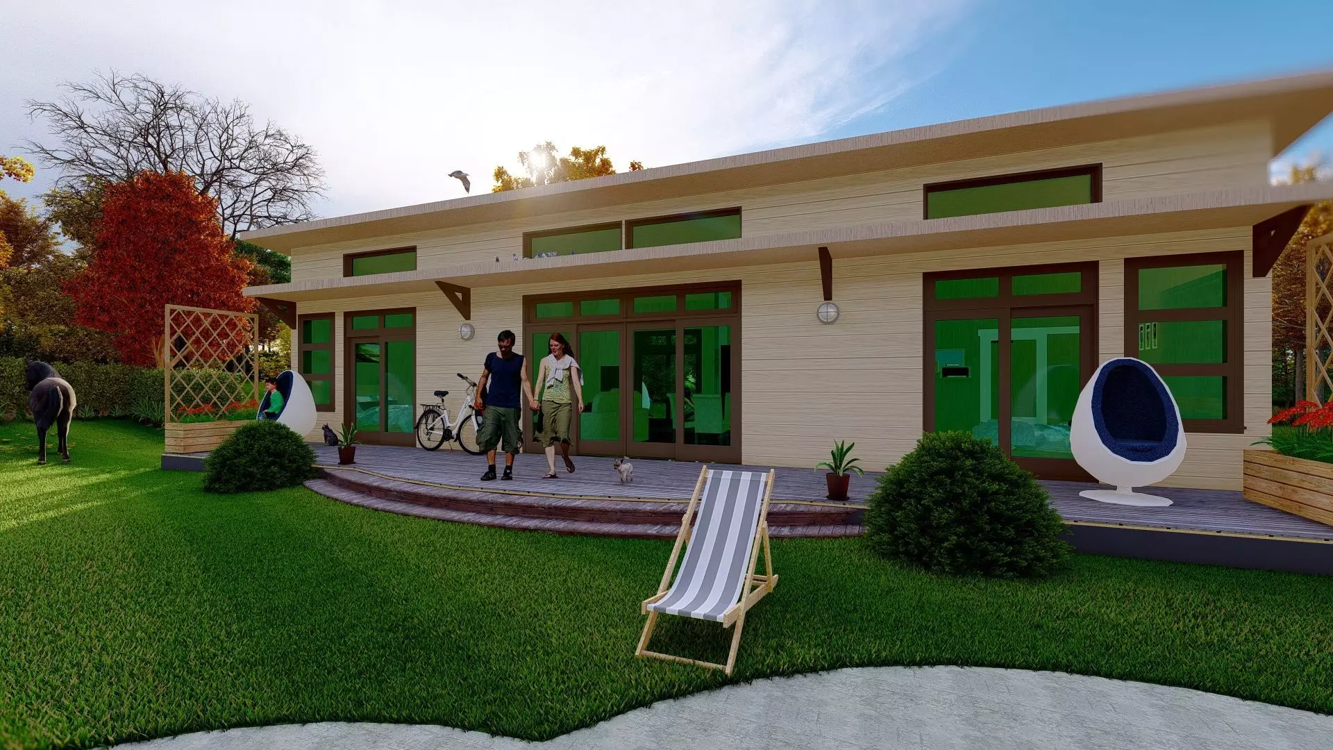 Simple Wood 3d and 2d House plan  Low-poly 3D model_0