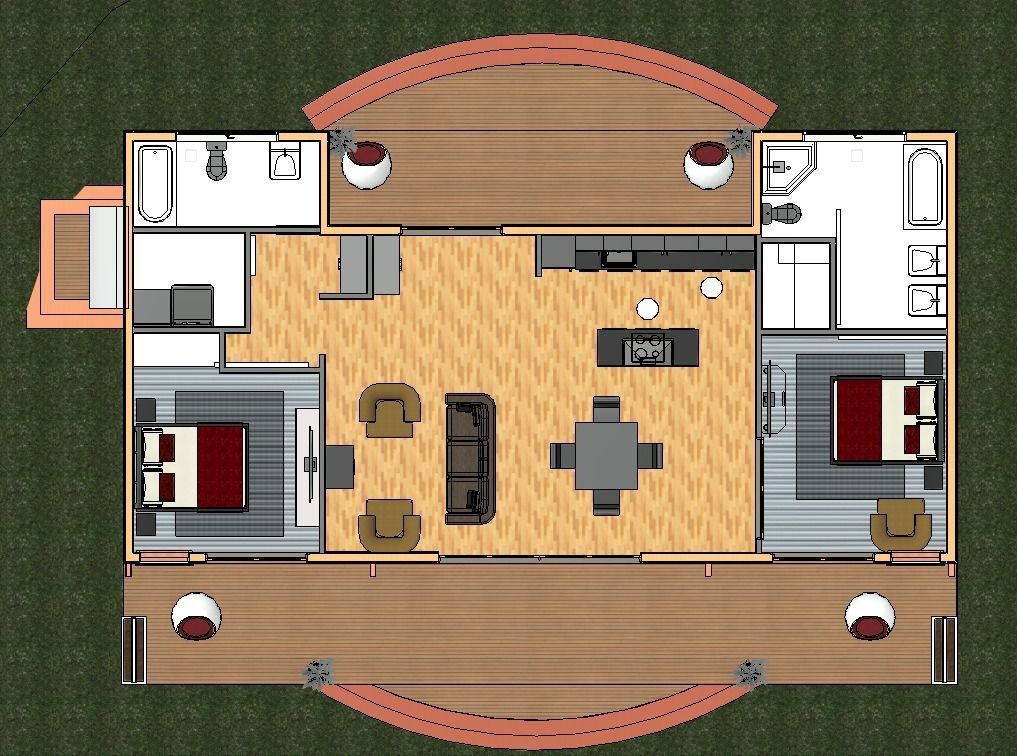 Simple Wood 3d and 2d House plan  Low-poly 3D model_17
