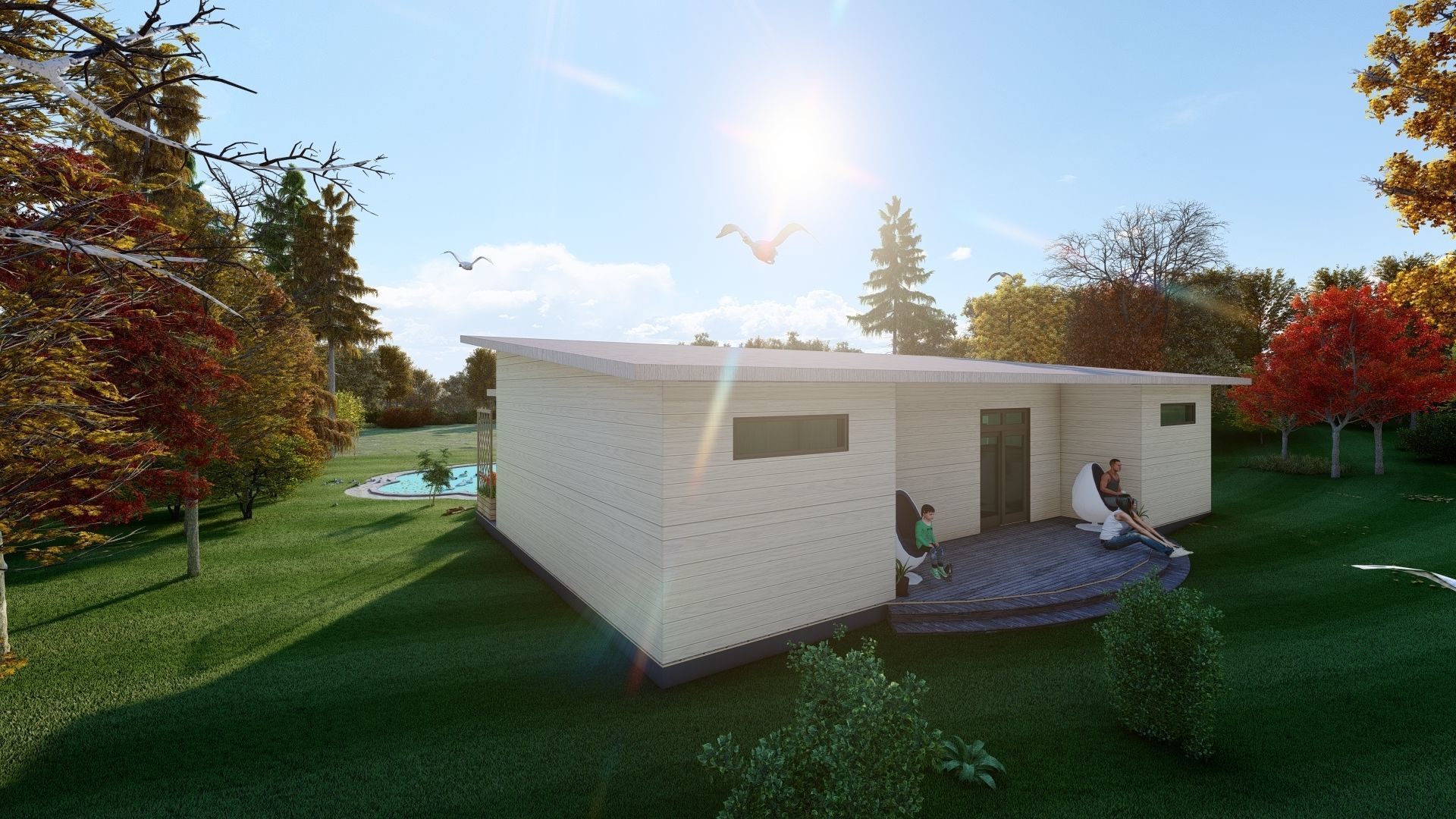 Simple Wood 3d and 2d House plan  Low-poly 3D model_5