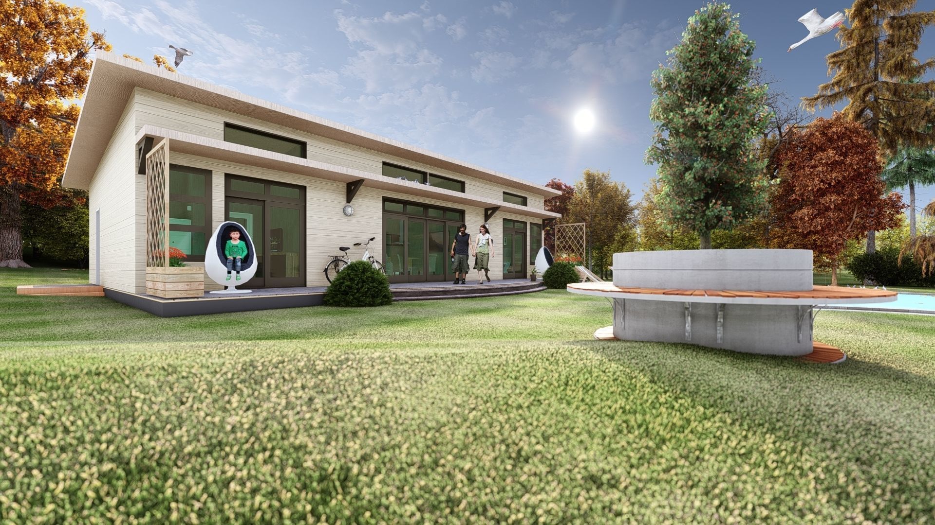 Simple Wood 3d and 2d House plan  Low-poly 3D model_9