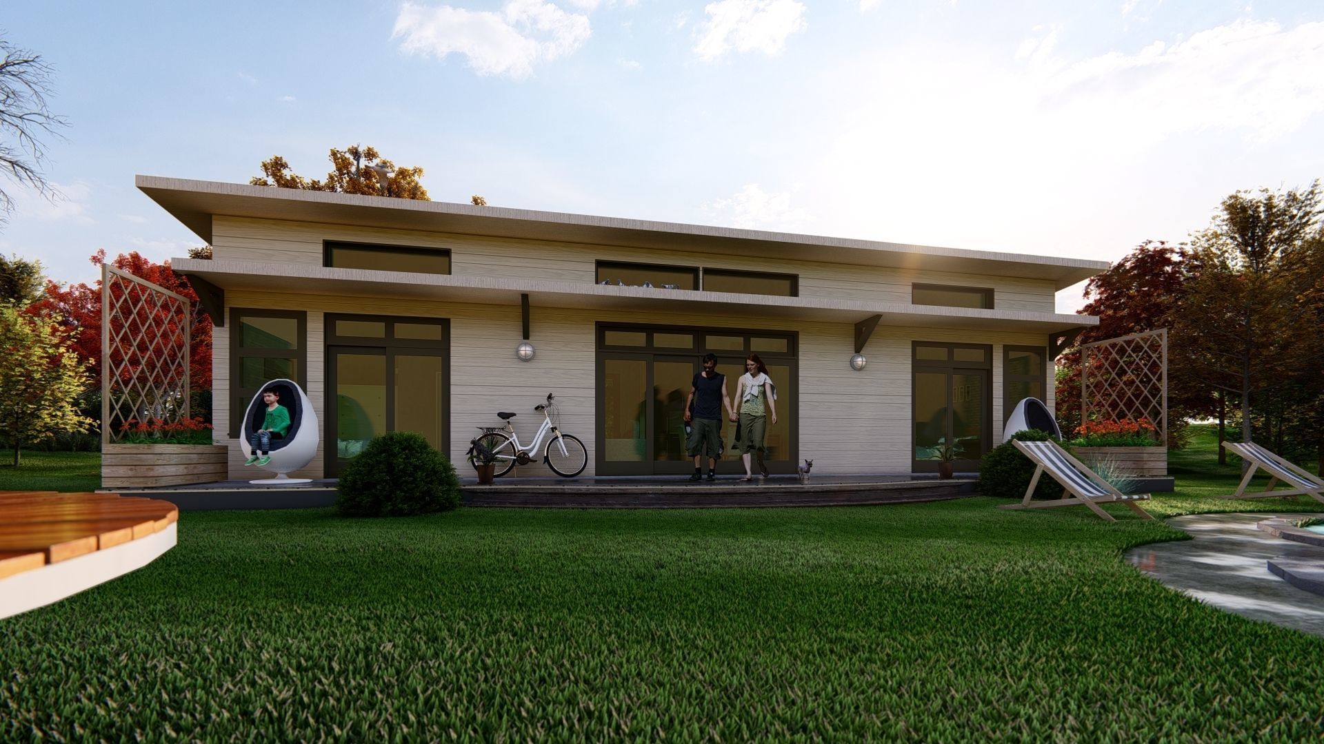 Simple Wood 3d and 2d House plan  Low-poly 3D model_2