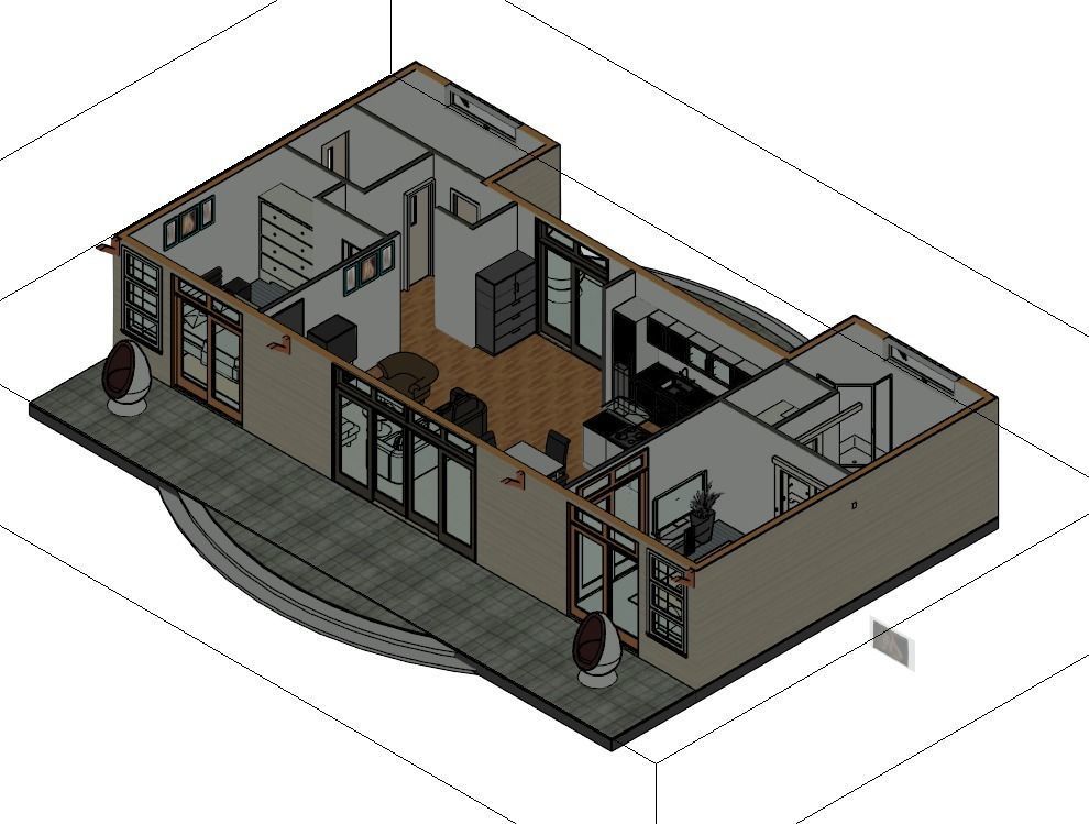 Simple Wood 3d and 2d House plan  Low-poly 3D model_13
