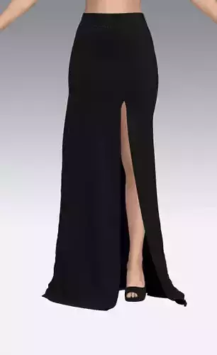 skirt black long slit detail