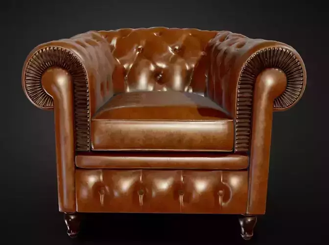 Brown leather armchair