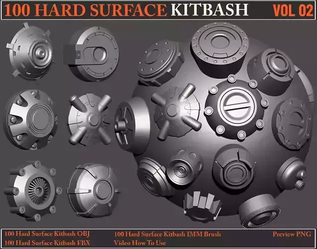 100 Hard Surface KITBASH VOL 02 