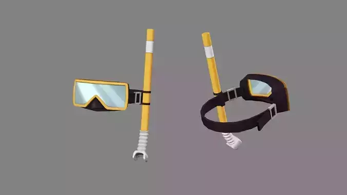 Cartoon diving goggles - yellow Low-poly 3D model