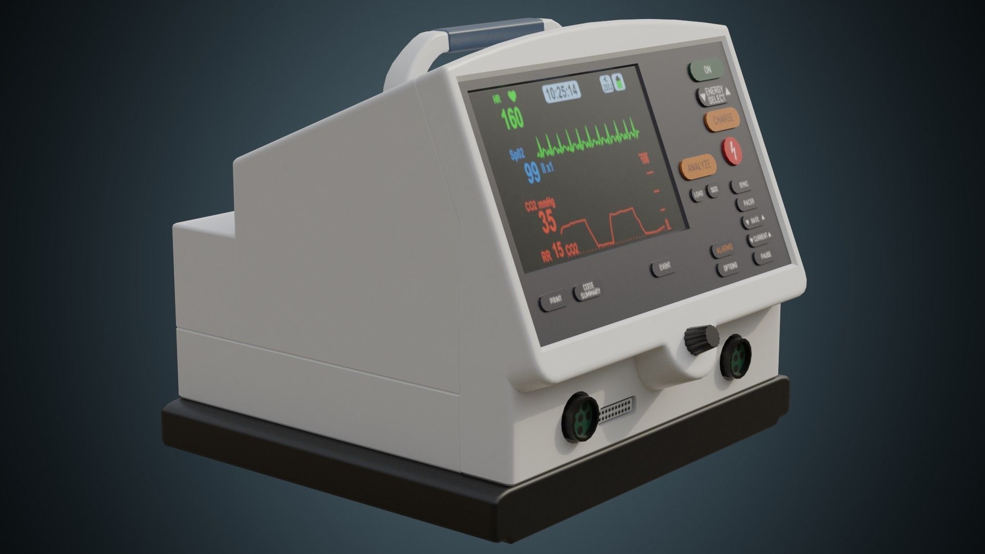 Defibrillator 2A Low-poly 3D model_1
