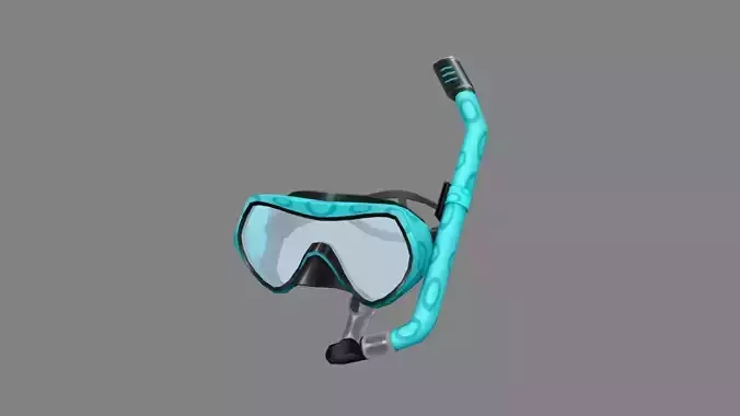 Cartoon diving goggles - blue Low-poly 3D model