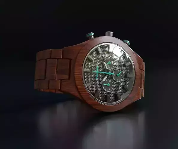 Mens wooden wrist watch 3D model