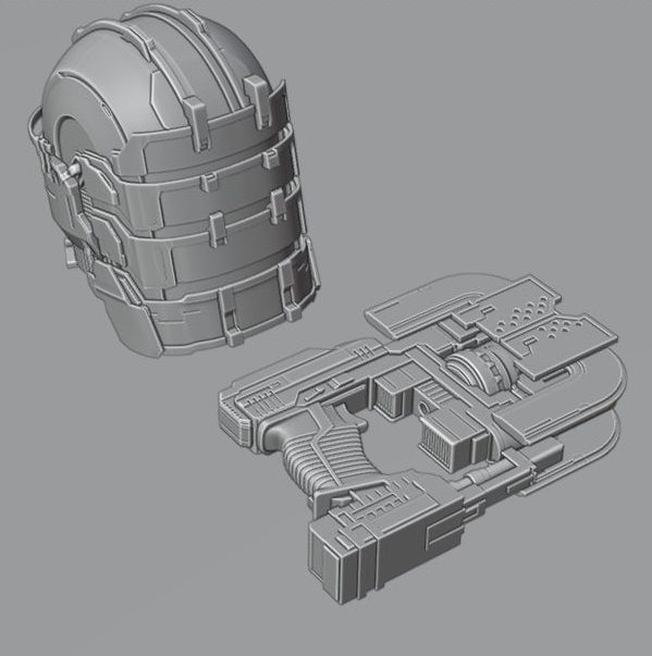 SET Dead Space 2023 Remake - Plasma Cutter and Helmet 3D print model_5