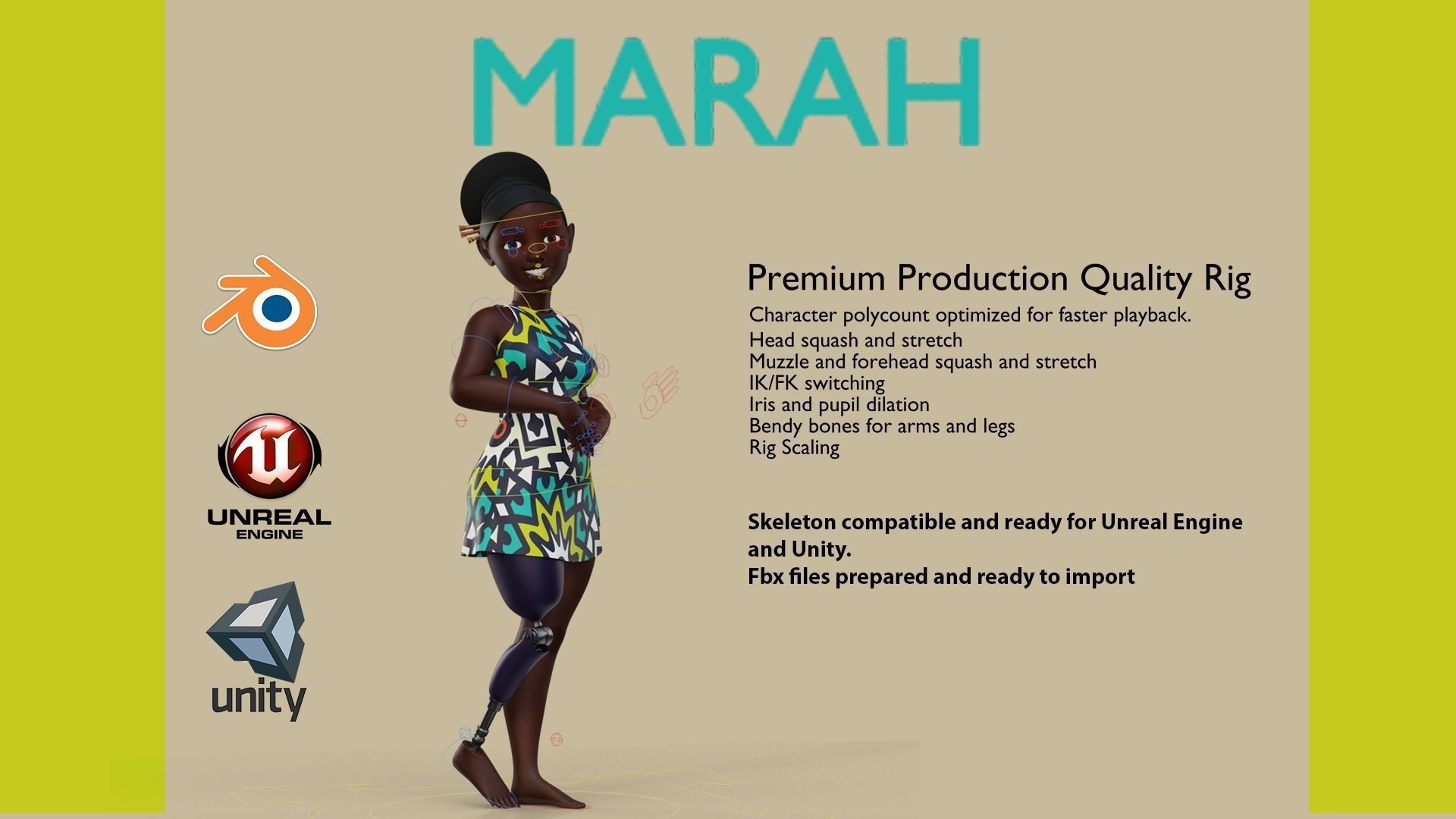 MARAH RIG BLENDER VERSION Low-poly 3D model_6