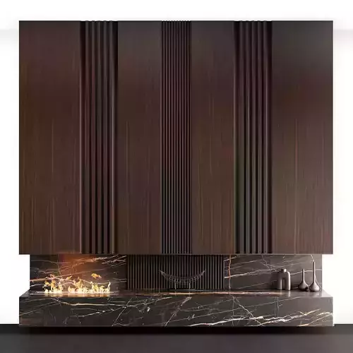 Decorated Wall With Fireplace - 2 3D model