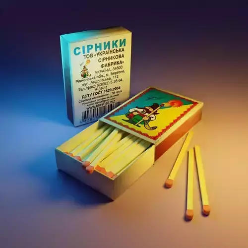 3d model of a box with matches 3D model