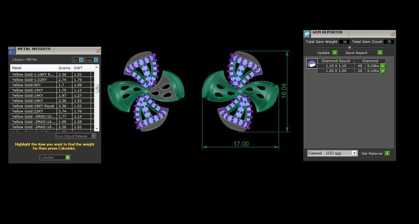 Earring Pendant Set 3dm STL OBJ FBX Renders Details 3D print model_10