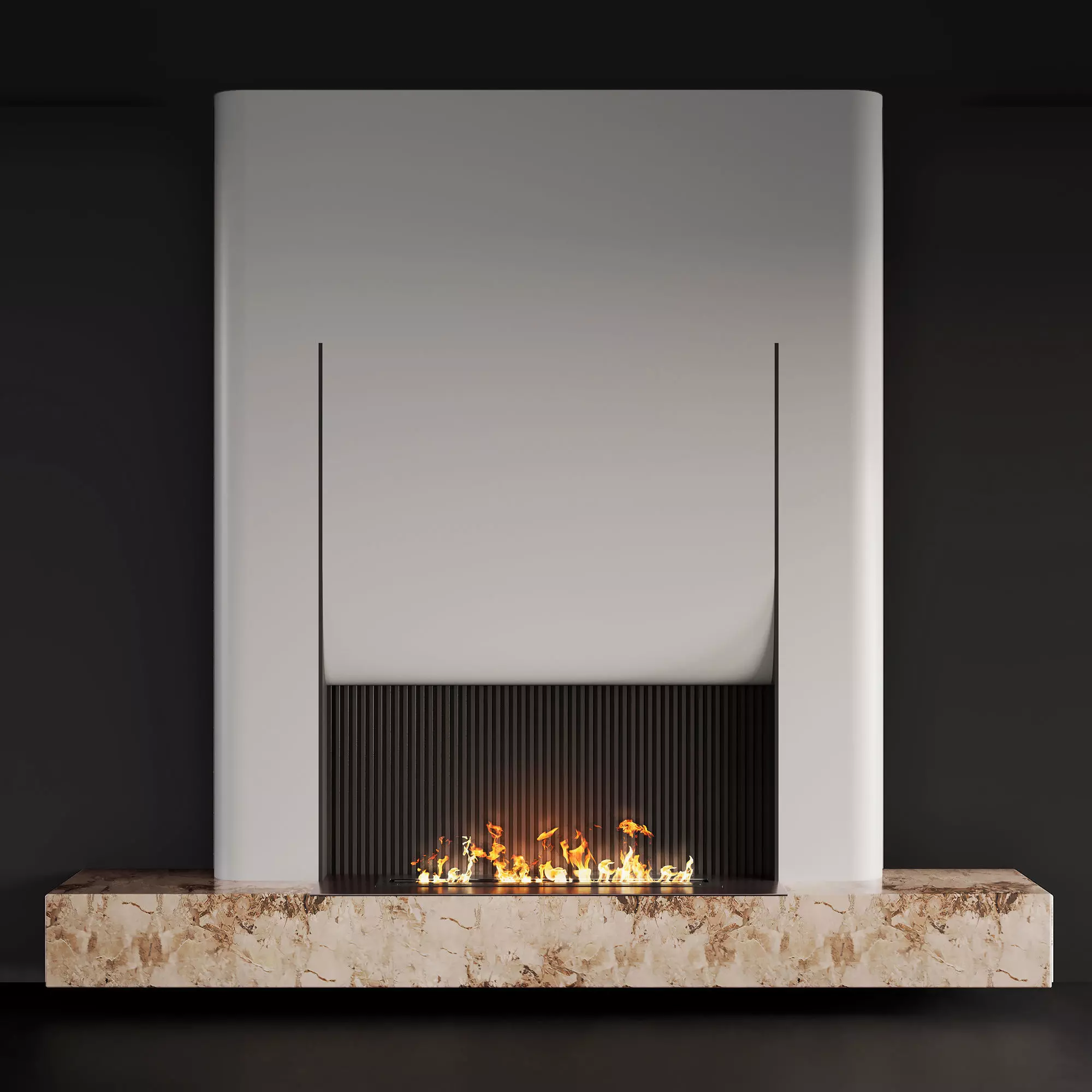Decorated wall with fireplace - 3 3D model