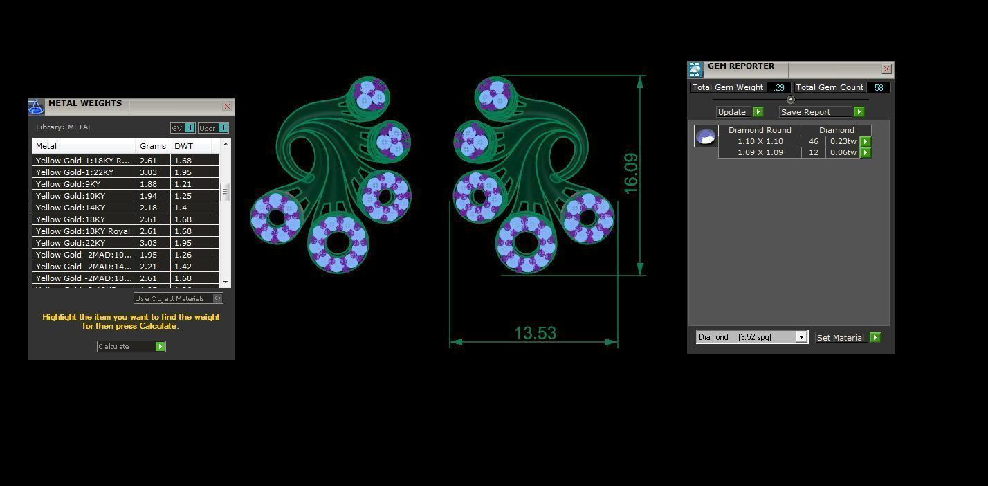 Earring Pendant Set 3dm STL OBJ FBX Renders Details 3D print model_10