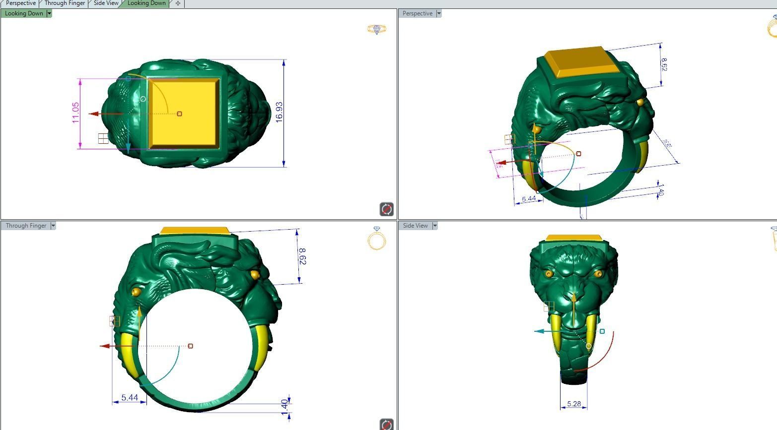 Ring sabertooth tiger and elephant 3D print model_19