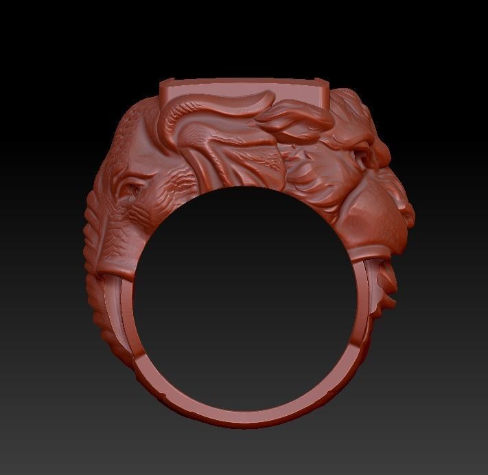 Ring sabertooth tiger and elephant 3D print model_14