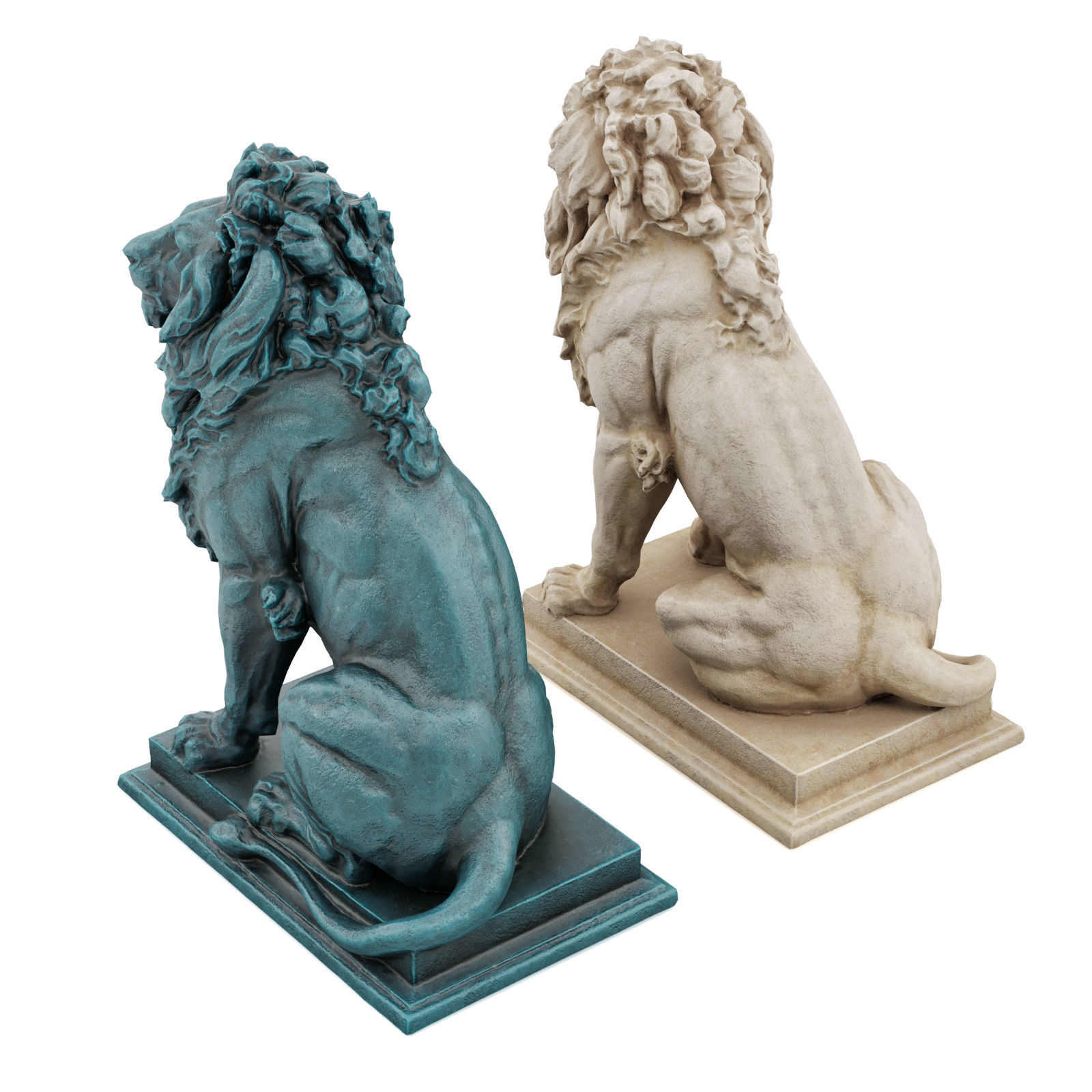 Sitting Lion sculpture 3D model_3