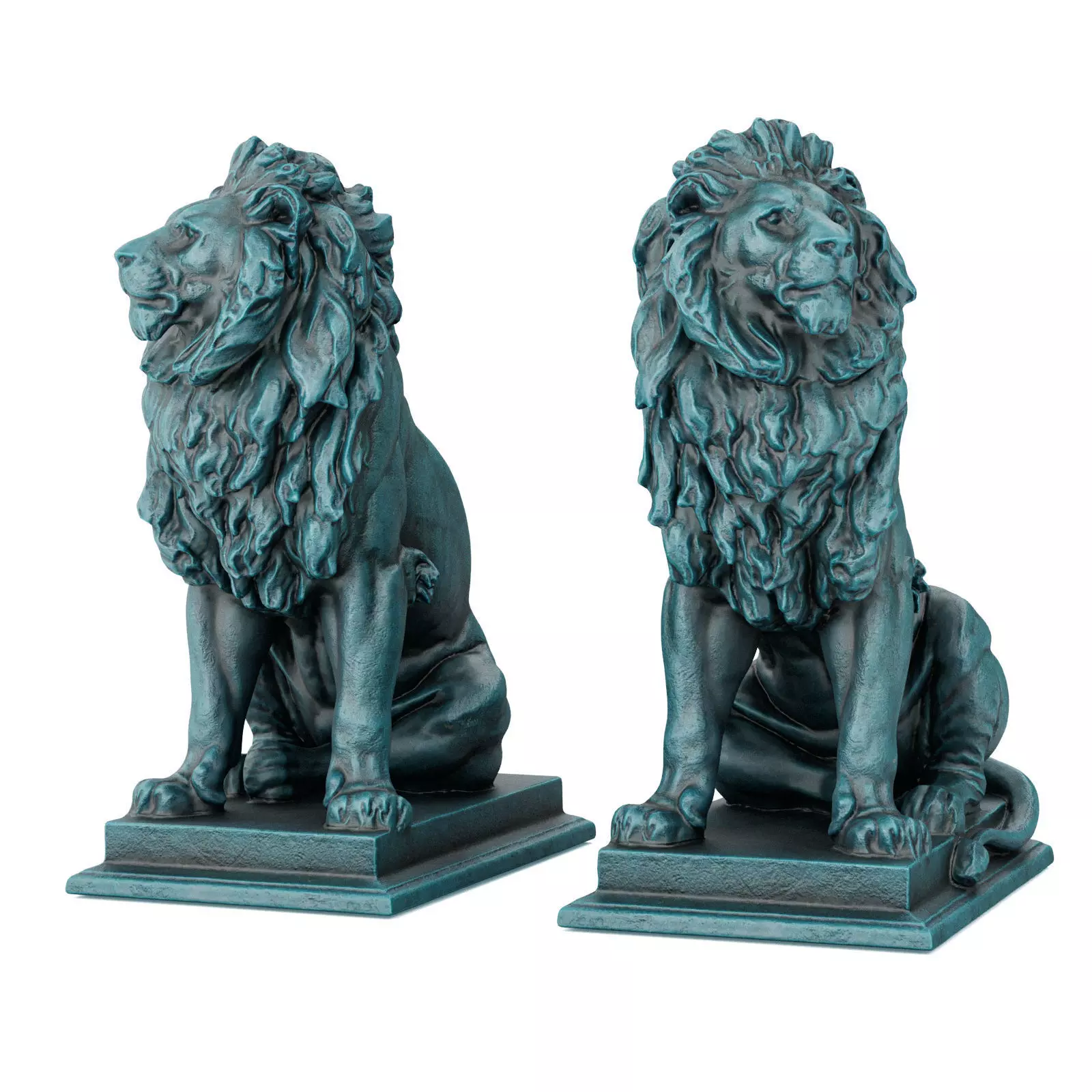Sitting Lion sculpture 3D model_0