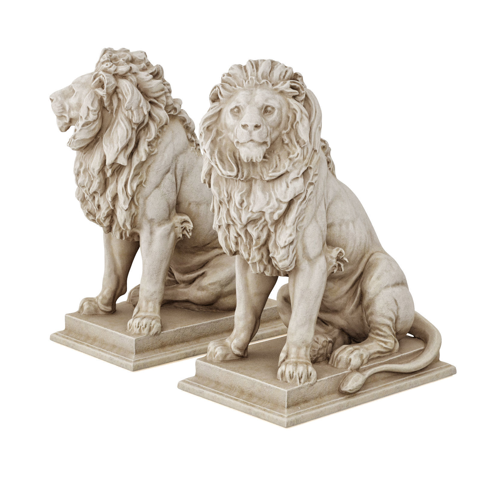 Sitting Lion sculpture 3D model_1