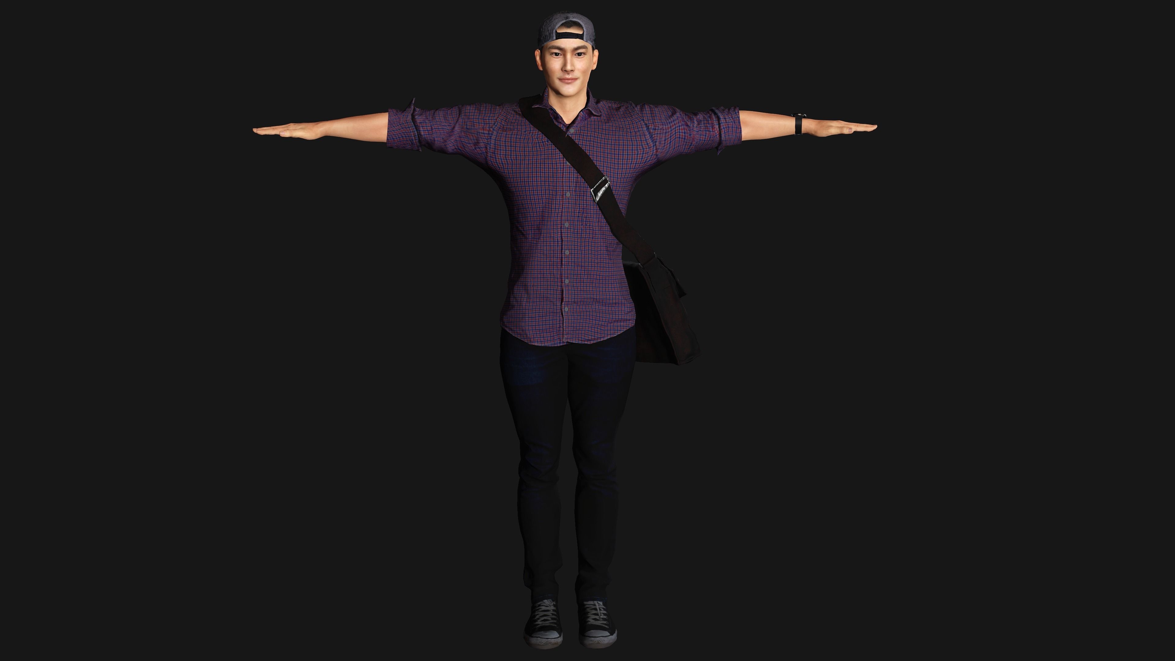 AAA 3D REALISTIC HUMAN MALE CHARACTER - ASIAN KOREAN MAN 02 Low-poly 3D model_17