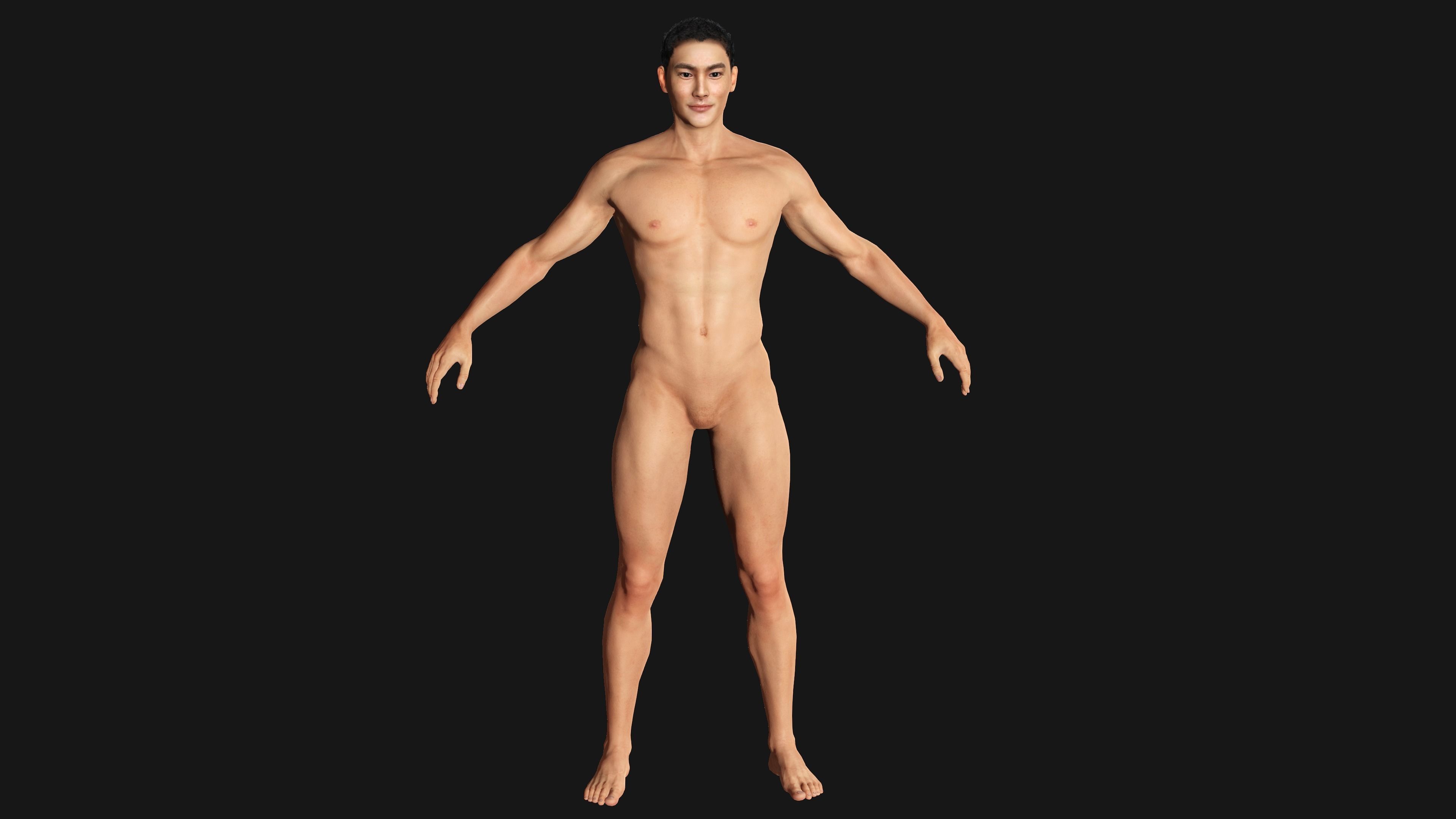 AAA 3D REALISTIC HUMAN MALE CHARACTER - ASIAN KOREAN MAN 02 Low-poly 3D model_10