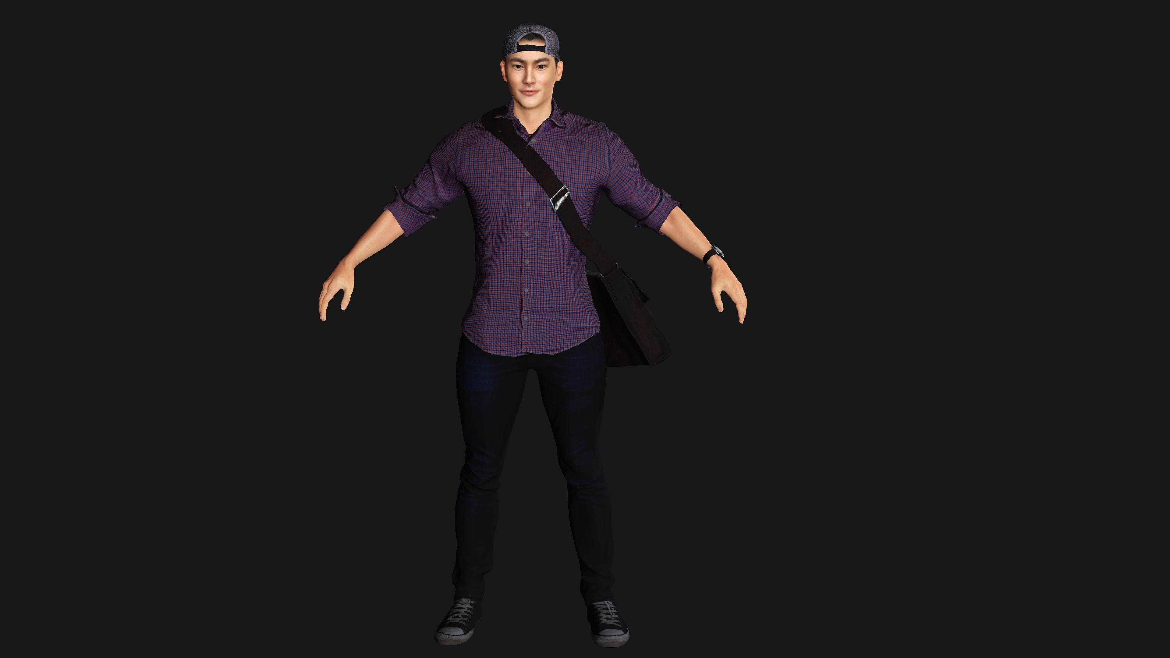 AAA 3D REALISTIC HUMAN MALE CHARACTER - ASIAN KOREAN MAN 02 Low-poly 3D model_2