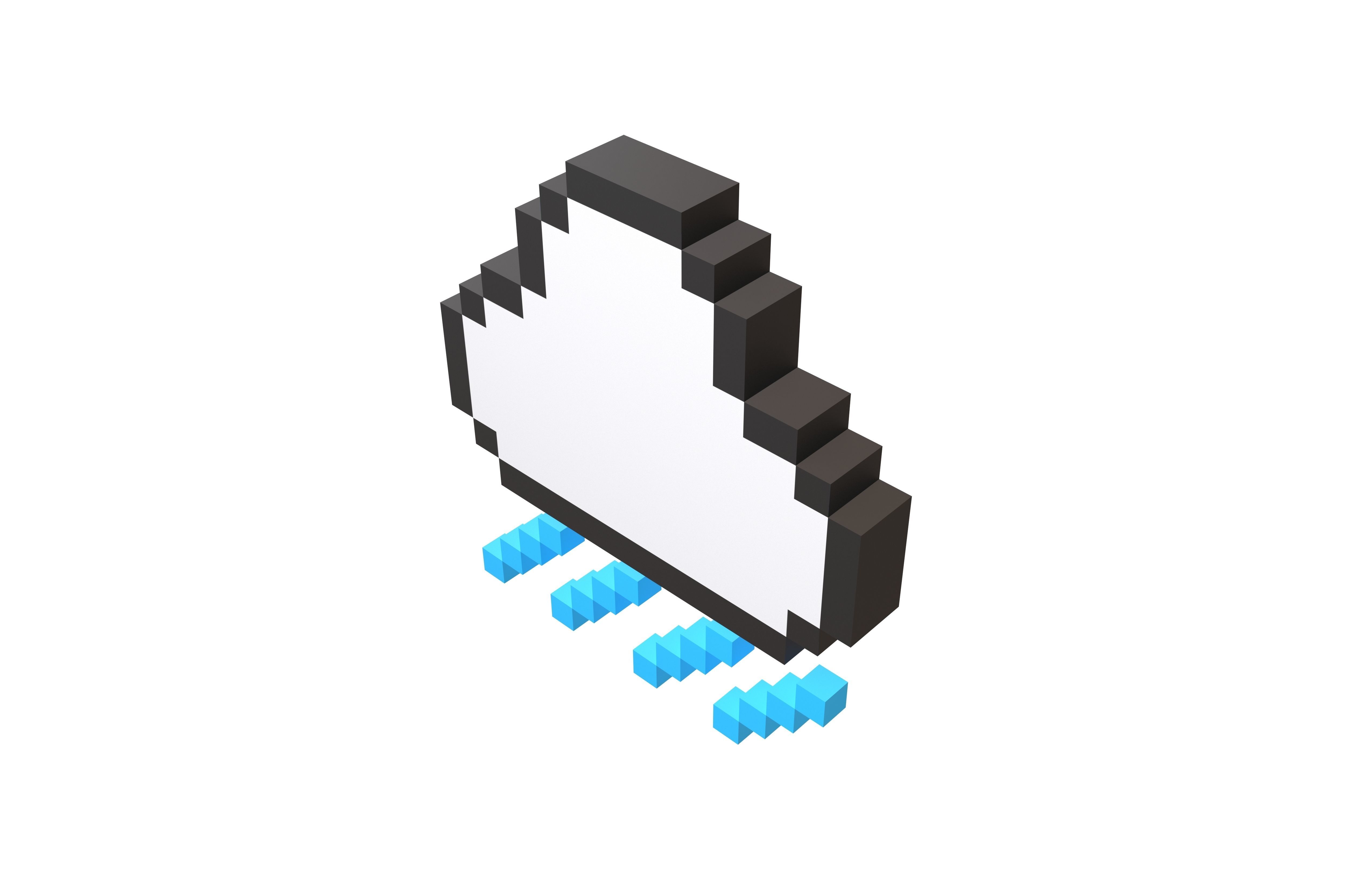 3D model Pixel Cloud With Rain V1 001 VR / AR / low-poly | CGTrader