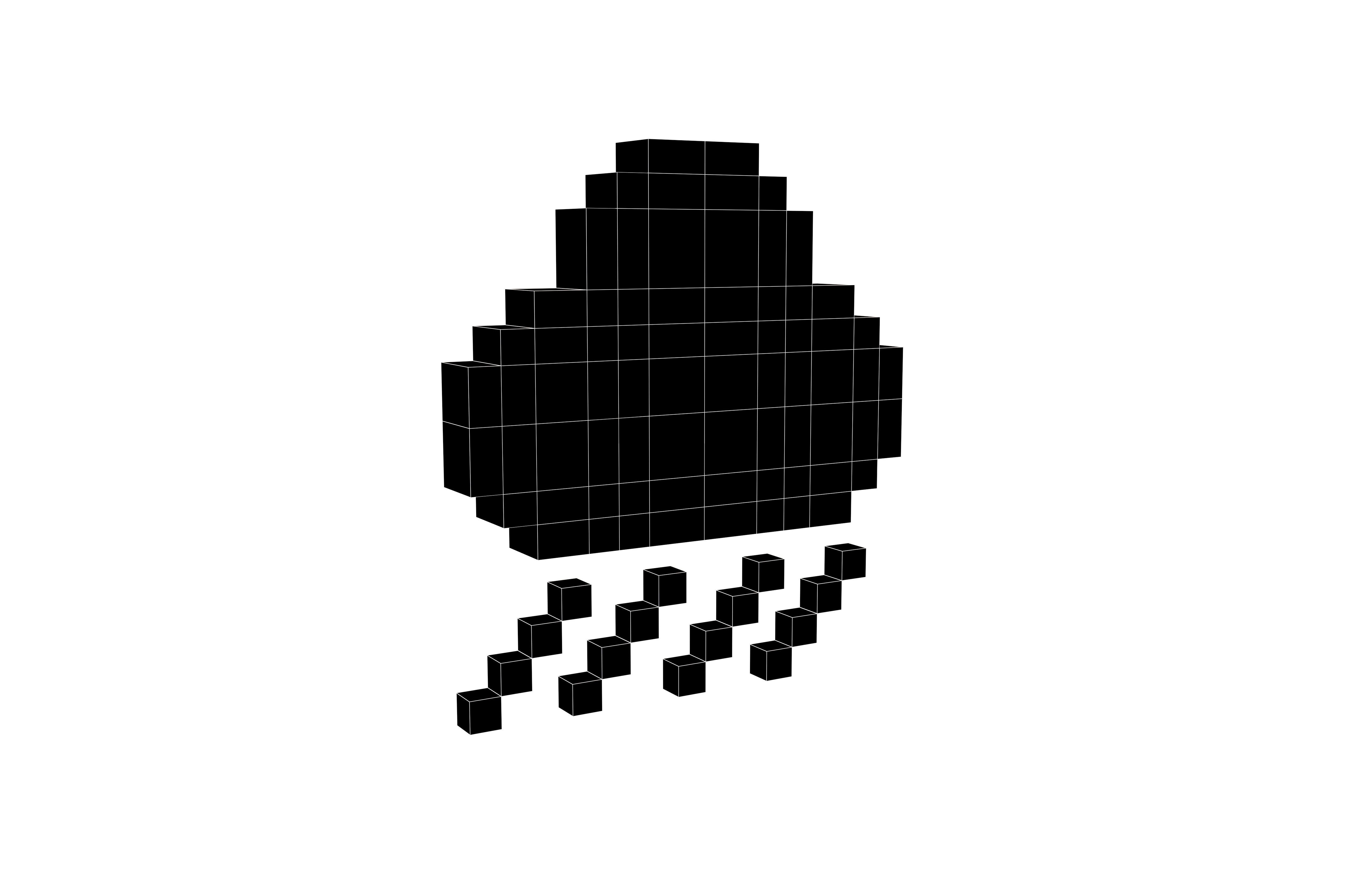 Pixel Cloud With Rain V1 004 Low-poly 3D model_5