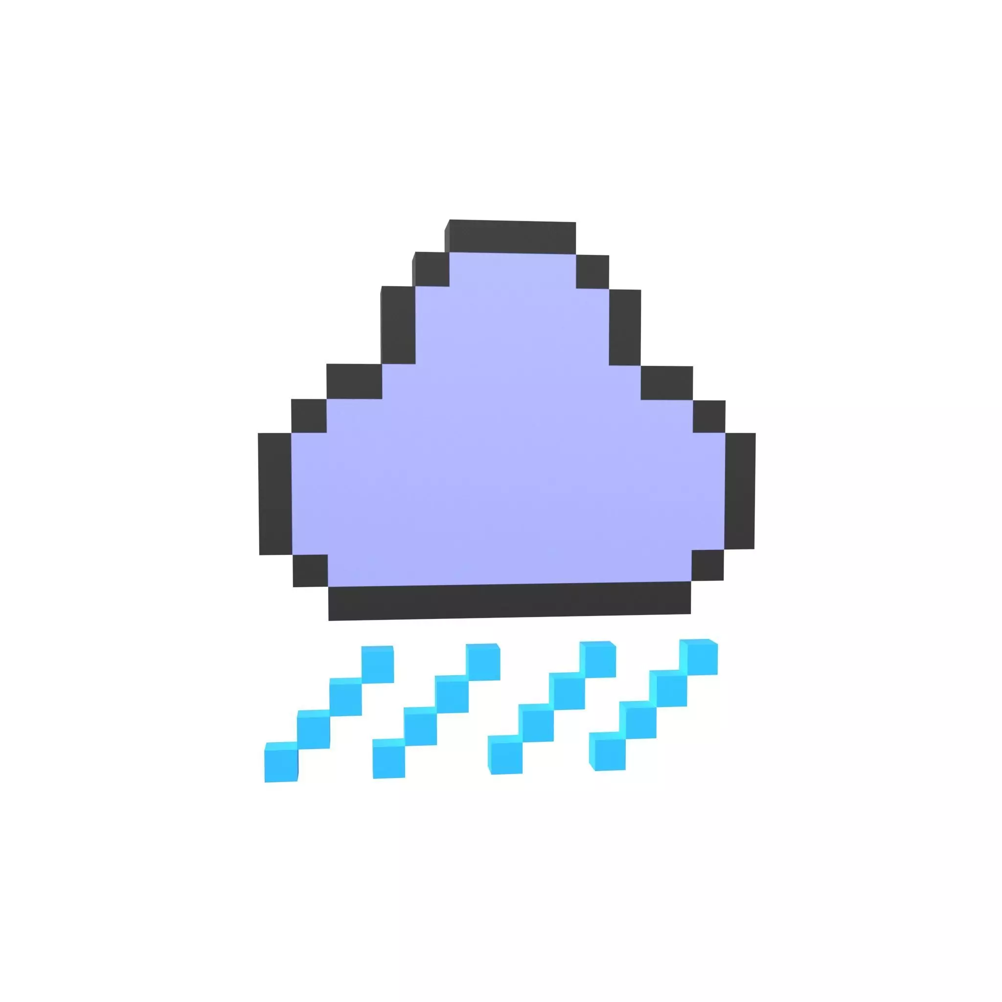 Pixel Cloud With Rain V1 004 Low-poly 3D model_0