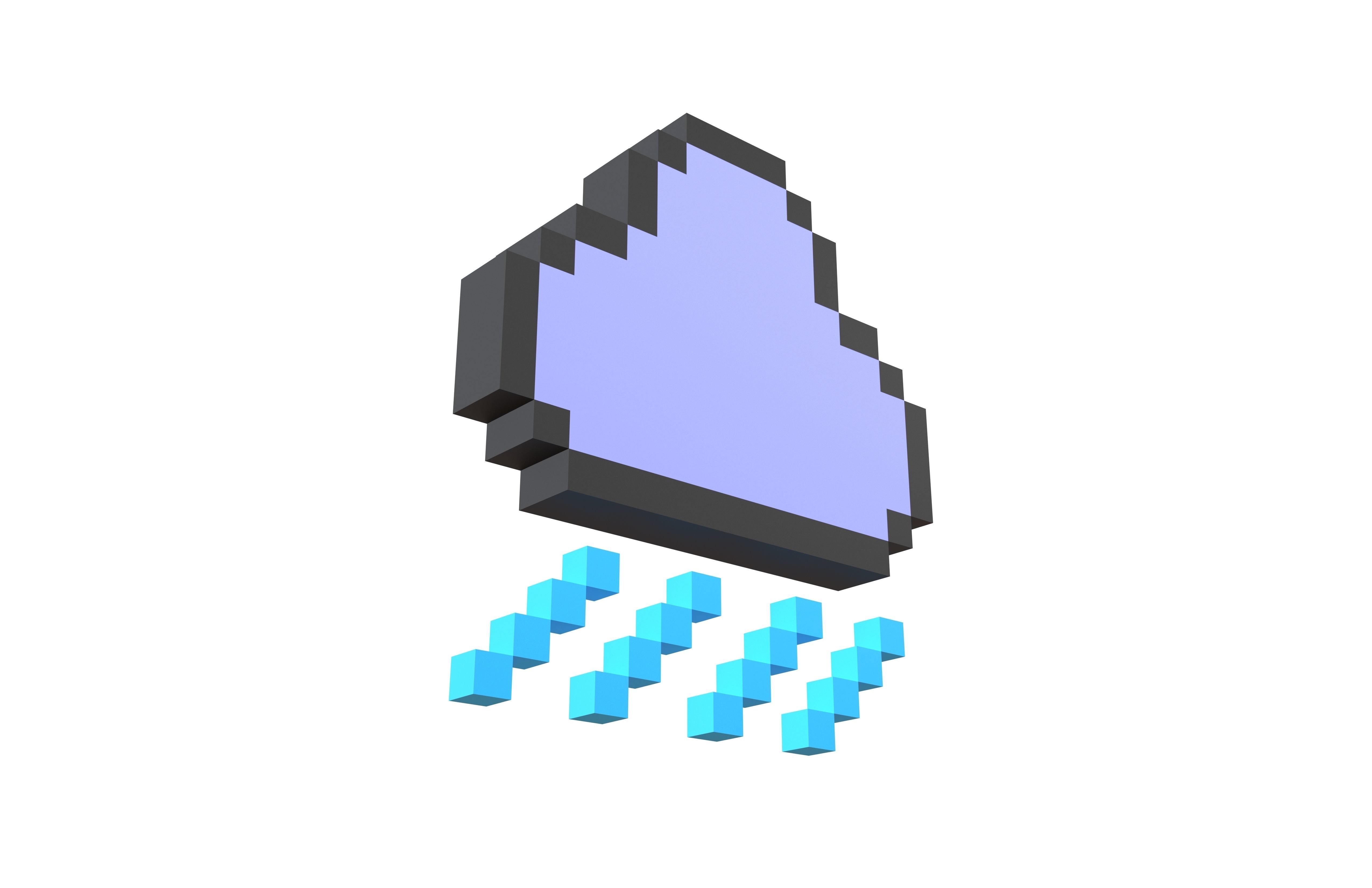 Pixel Cloud With Rain V1 004 Low-poly 3D model_3