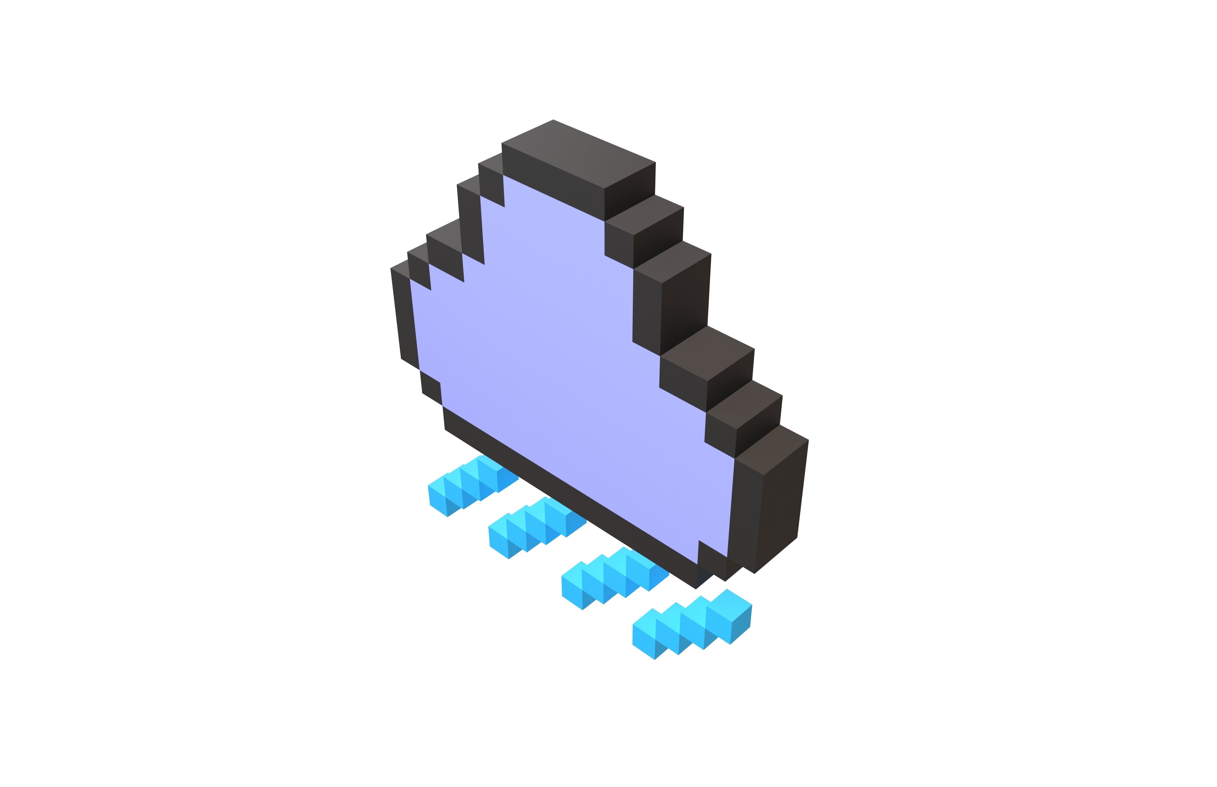 Pixel Cloud With Rain V1 004 Low-poly 3D model_2