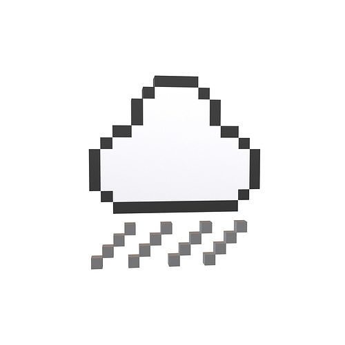 3D model Pixel Cloud With Rain V1 005 VR / AR / low-poly | CGTrader