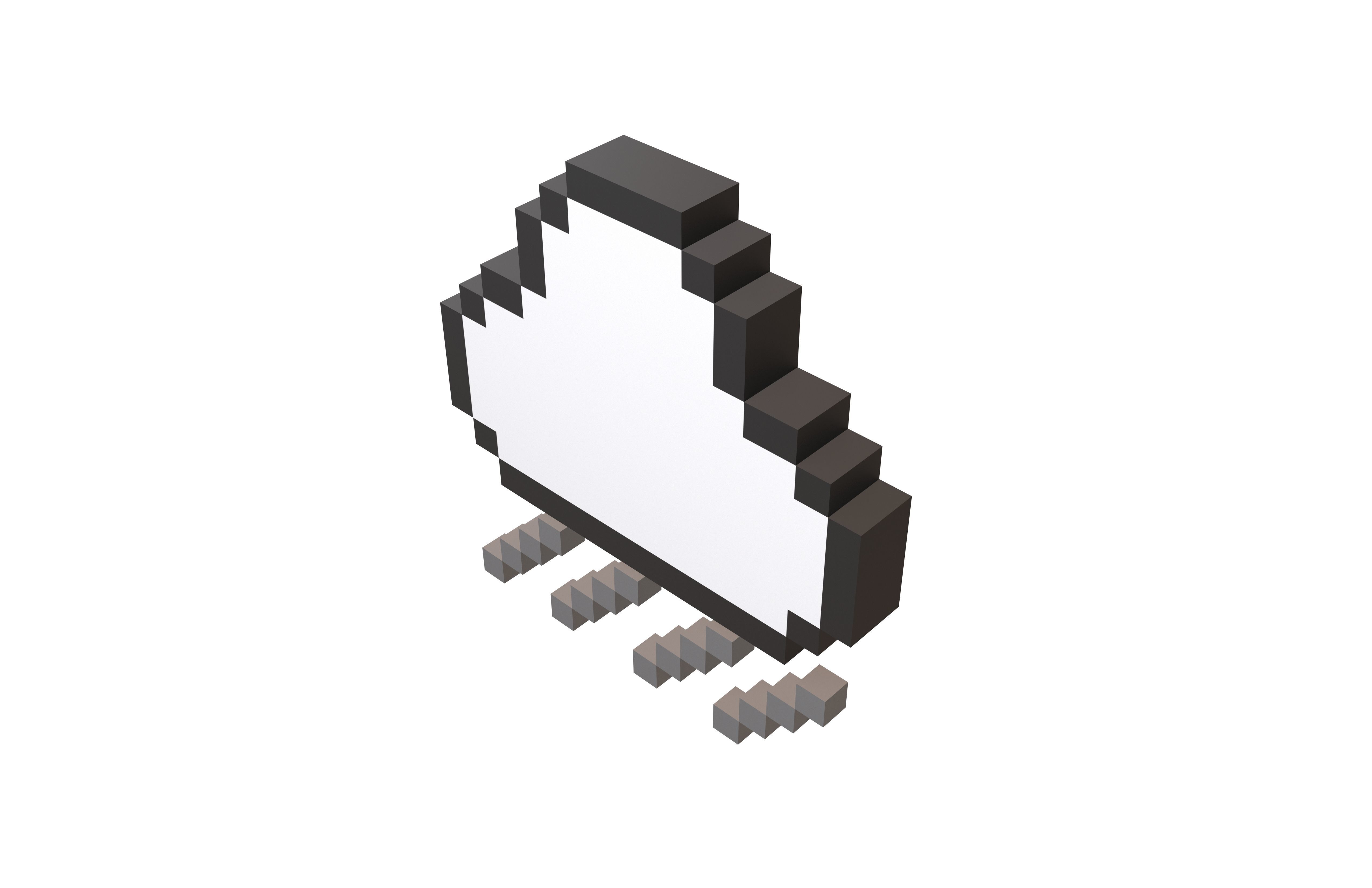 Pixel Cloud With Rain V1 005 Low-poly 3D model_2
