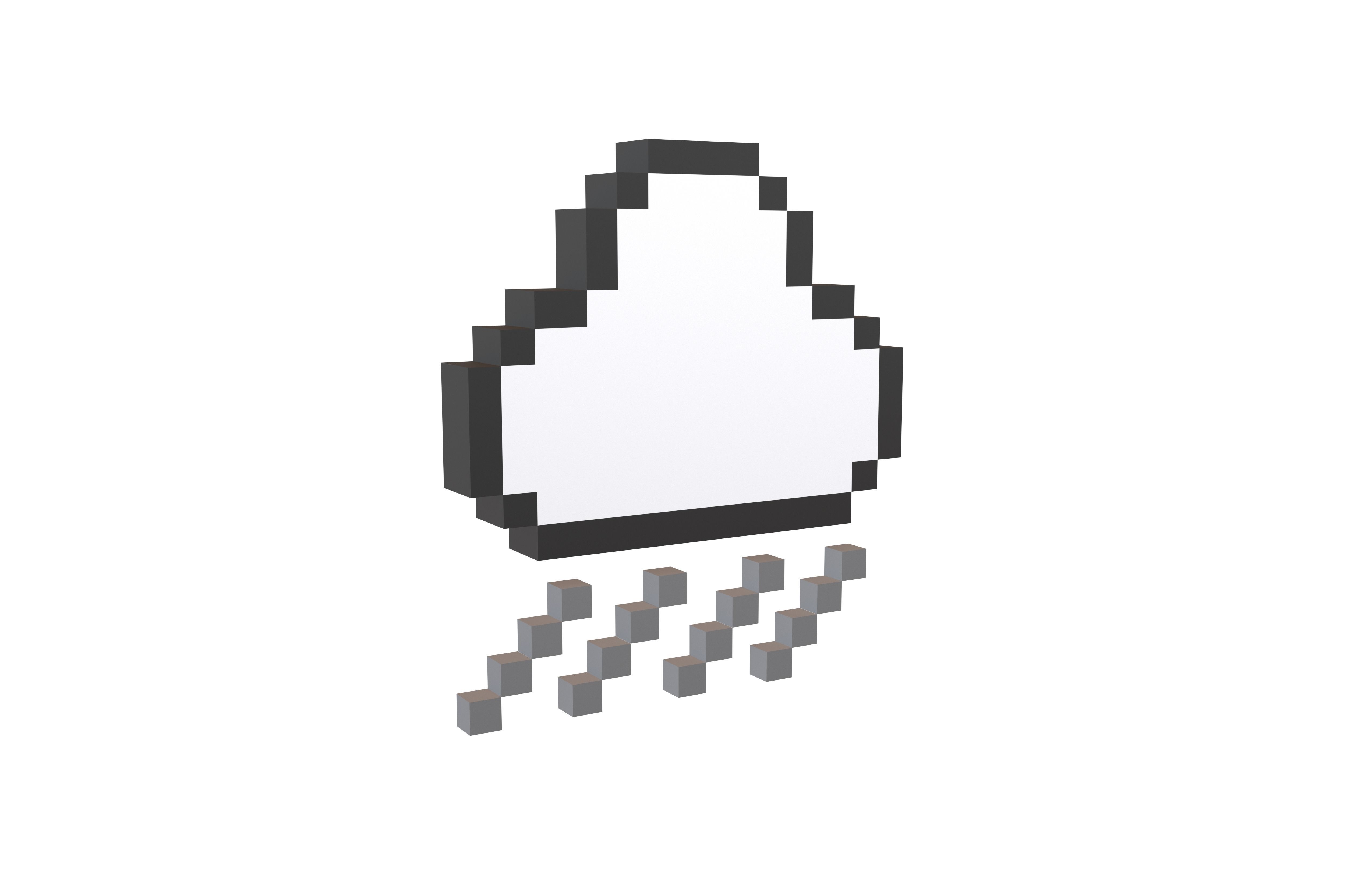 Pixel Cloud With Rain V1 005 Low-poly 3D model_1