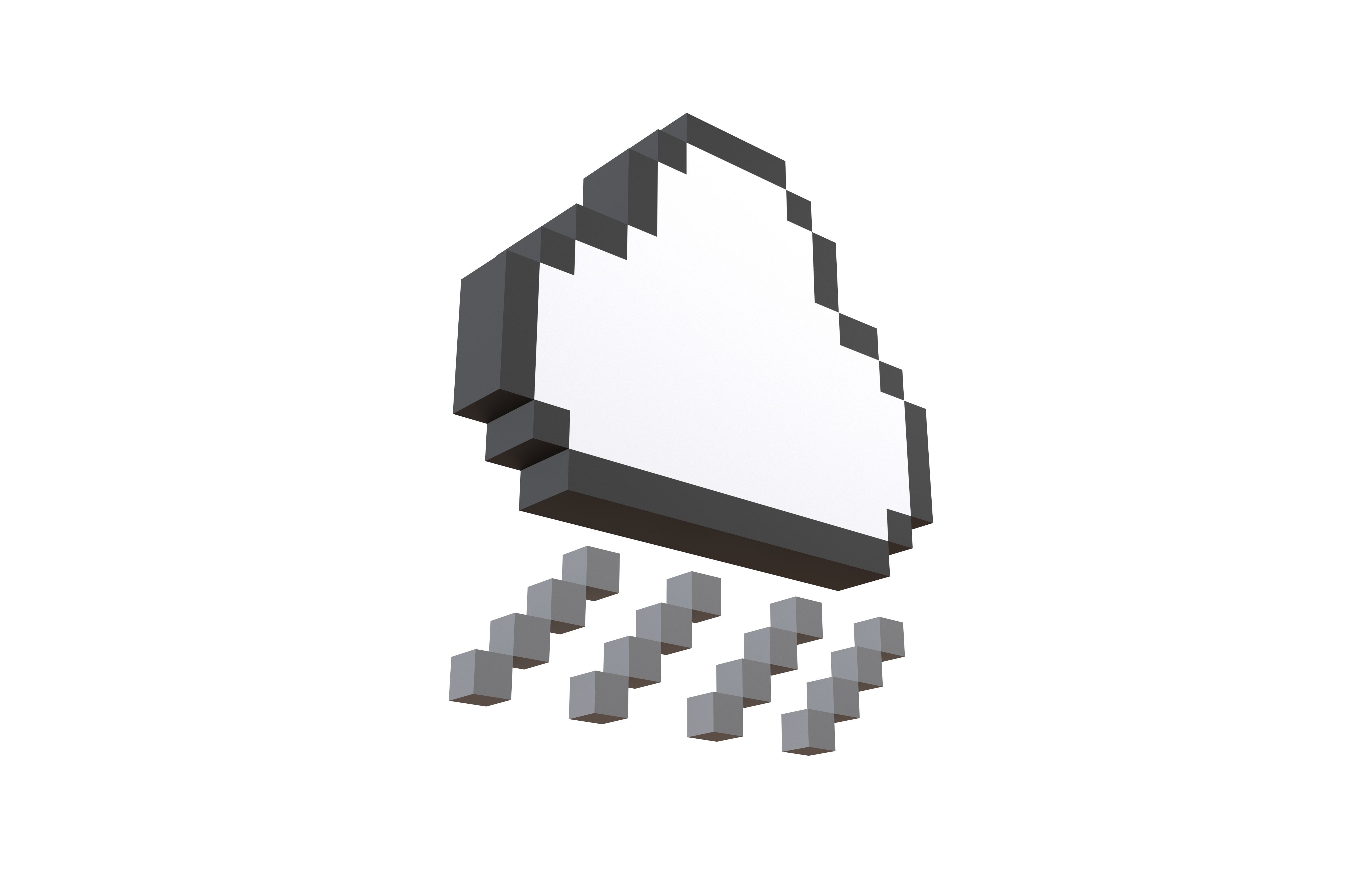Pixel Cloud With Rain V1 005 Low-poly 3D model_3