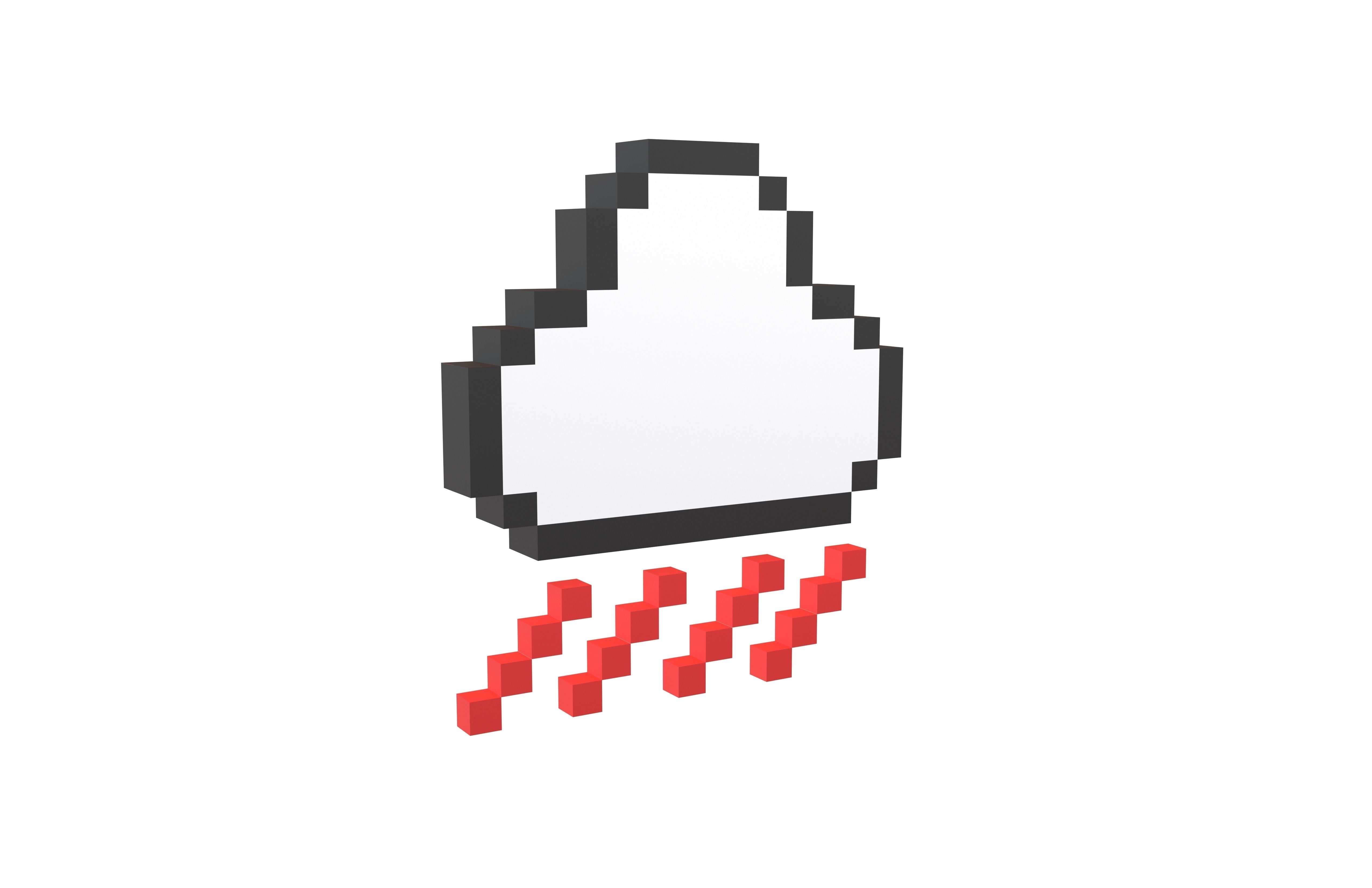 Pixel Cloud With Rain V1 009 Low-poly 3D model_1